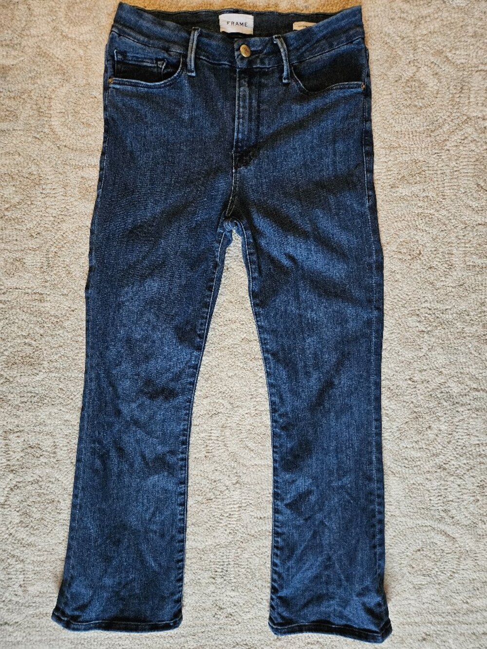 FRAME Jeans 28 Le Crop Mini Boot Blue Denim Stretch Cotton Blend